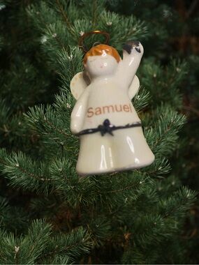 Russ Berrie Angel Ornament in Cream and Brown Hair